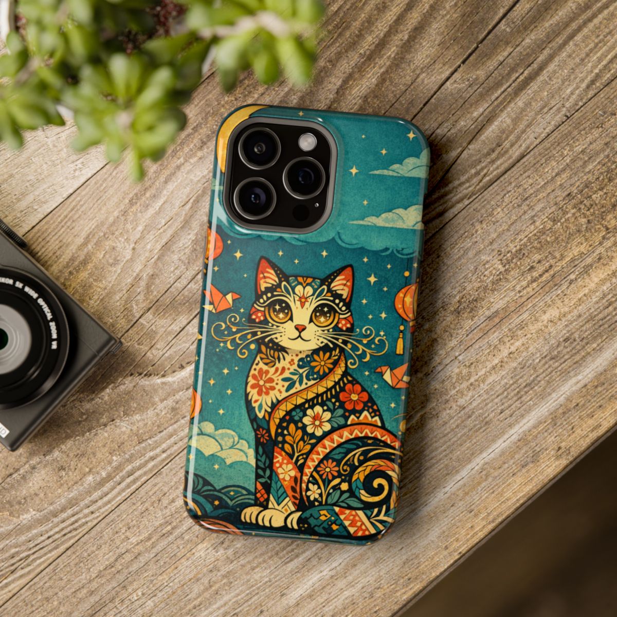 Celestial Cat Charm Magnetic Magnetic Phone Case - Mockup 4