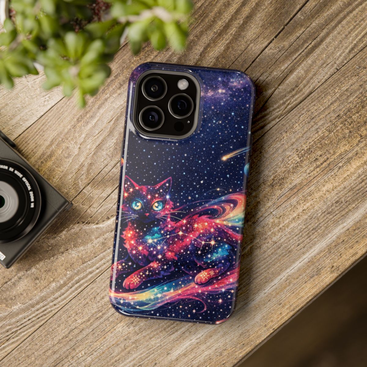 Celestial Cat Magic Magnetic Magnetic Phone Case - Mockup 4