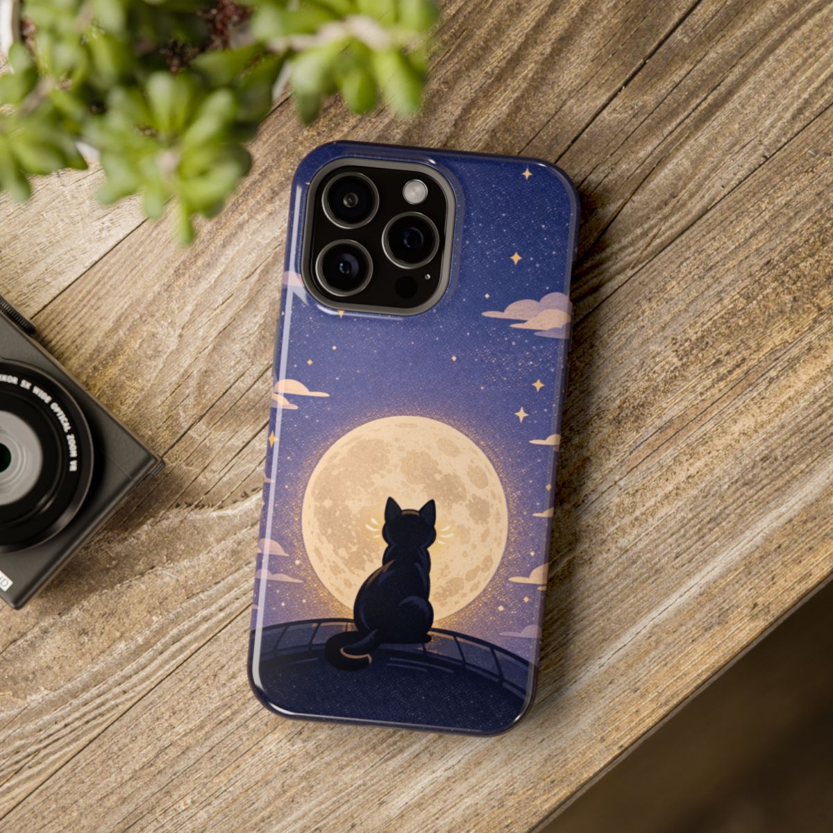 Full Moon Feline  Magnetic Phone Case - Mockup 4