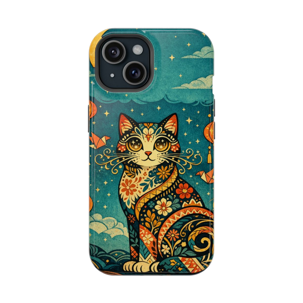 Celestial Cat Charm Phone Case - iPhone 15