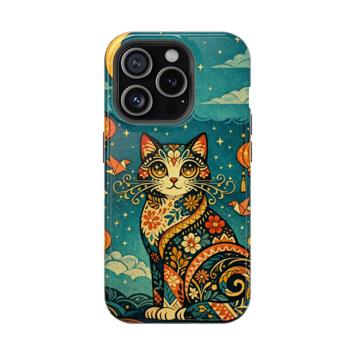 Celestial Cat Charm Phone Case - iPhone 15 Pro