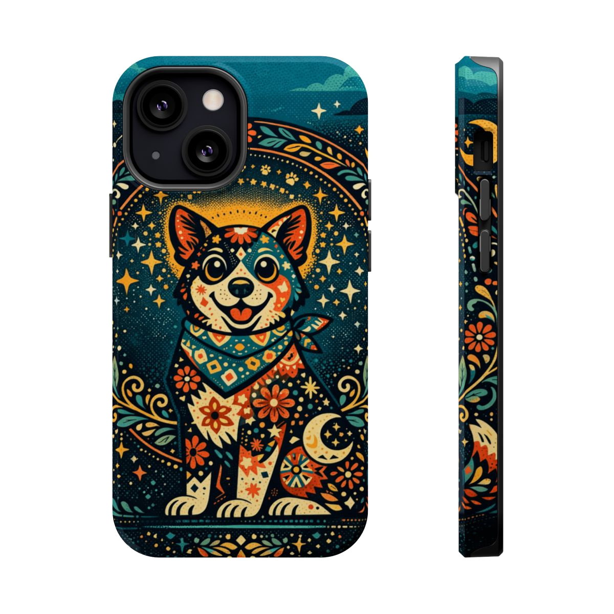 Playful Pup Illustration Magnetic Phone Case - iPhone 13 Mini