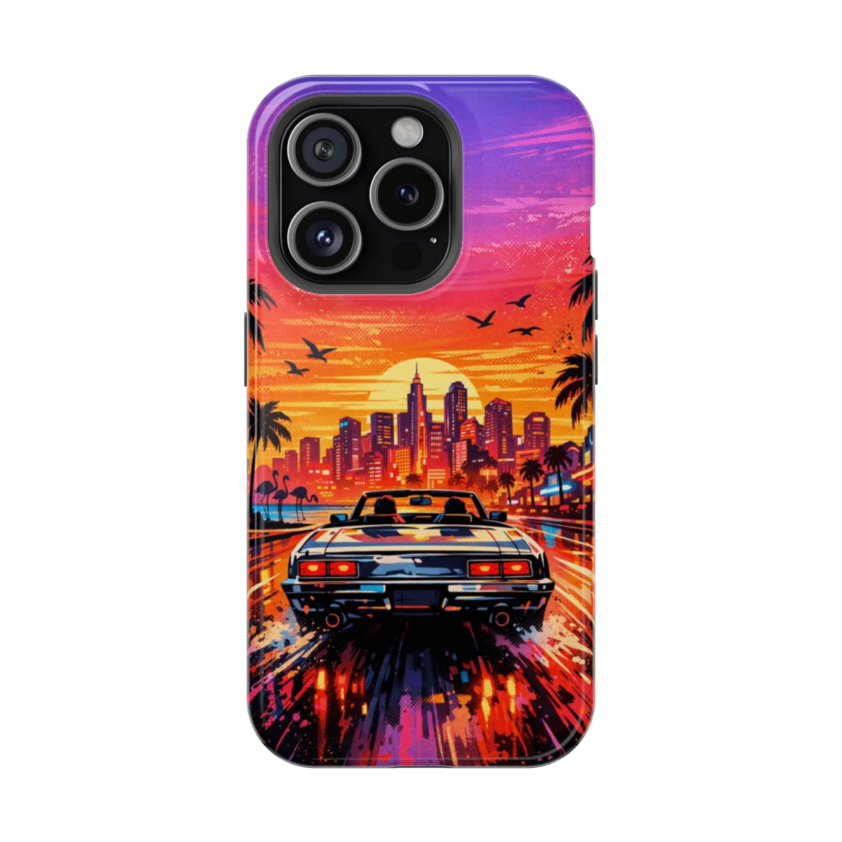Neon Sunset Drive Magnetic Magnetic Phone Case - iPhone 15 Pro