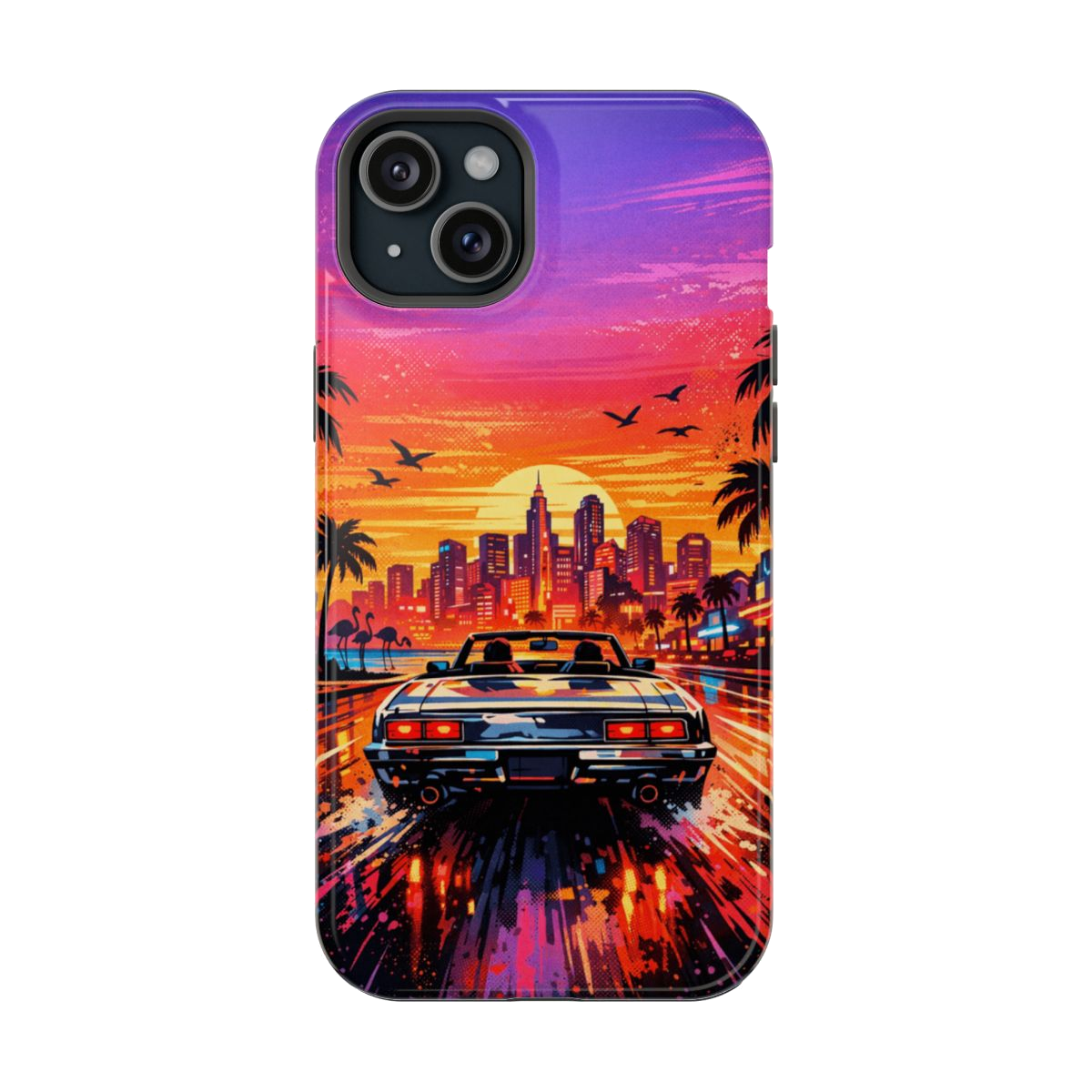 Neon Sunset Drive Magnetic Magnetic Phone Case - iPhone 15 Plus