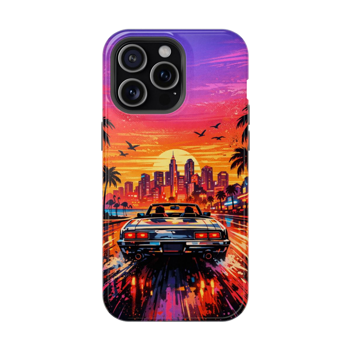 Neon Sunset Drive Magnetic Magnetic Phone Case - iPhone 15 Pro Max