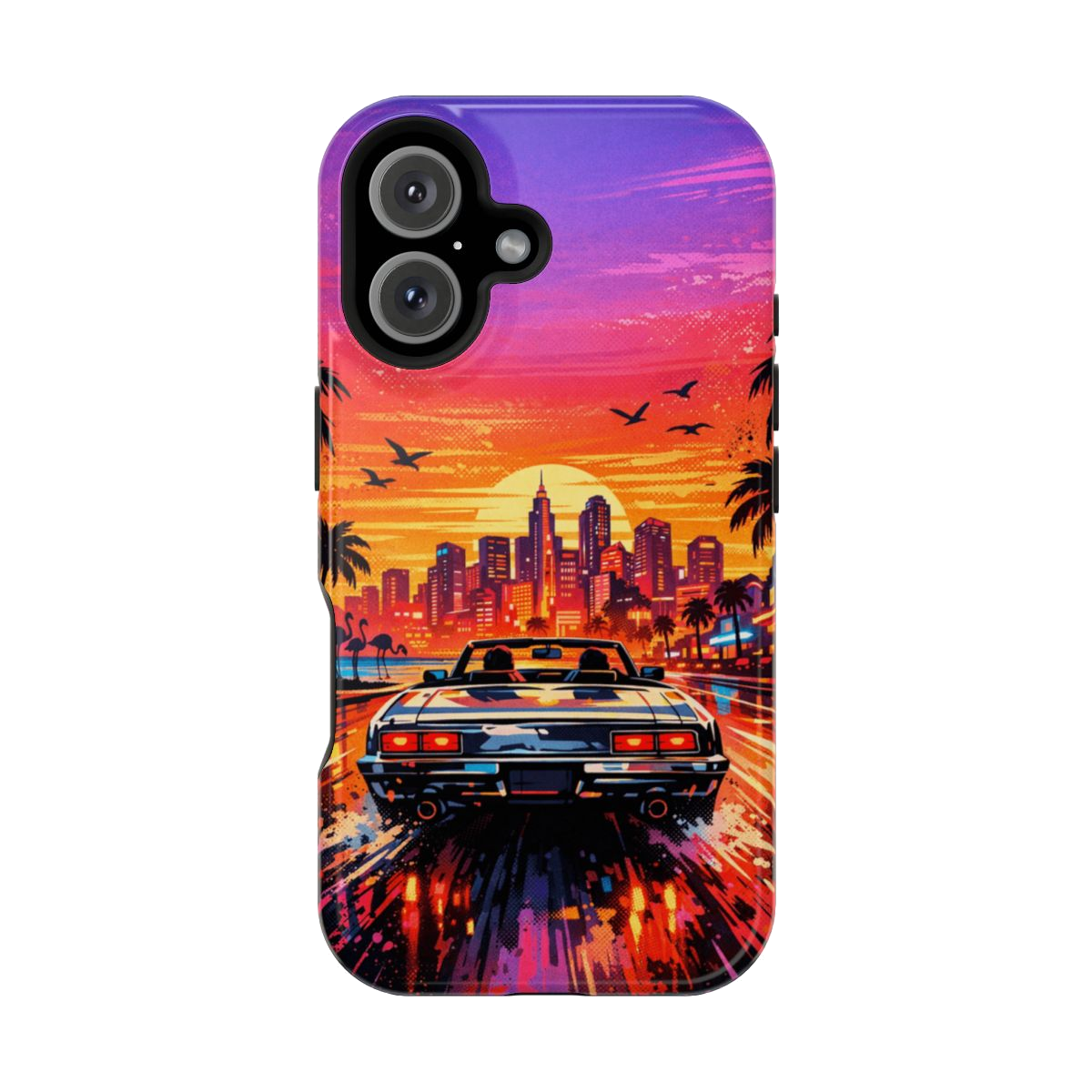Neon Sunset Drive Magnetic Magnetic Phone Case - iPhone 16