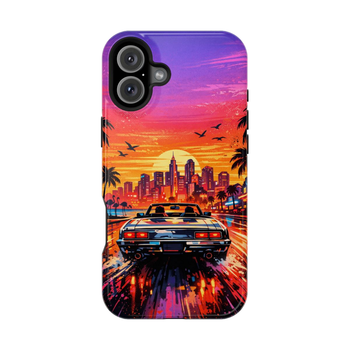 Neon Sunset Drive Magnetic Magnetic Phone Case - iPhone 16 Plus