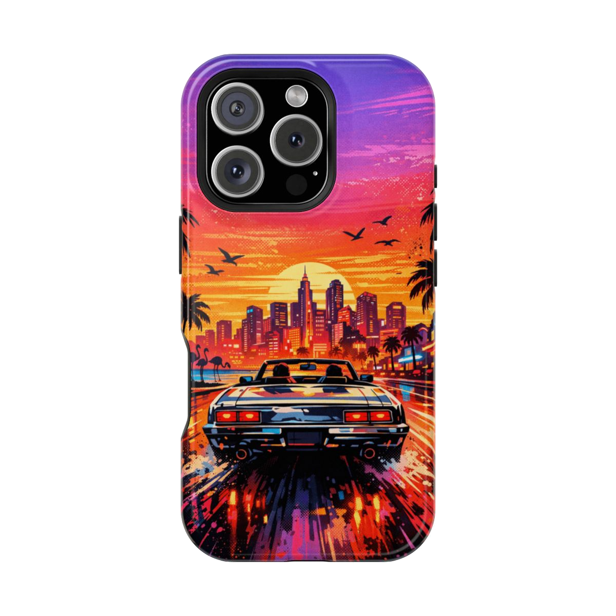 Neon Sunset Drive Magnetic Magnetic Phone Case - iPhone 16 Pro