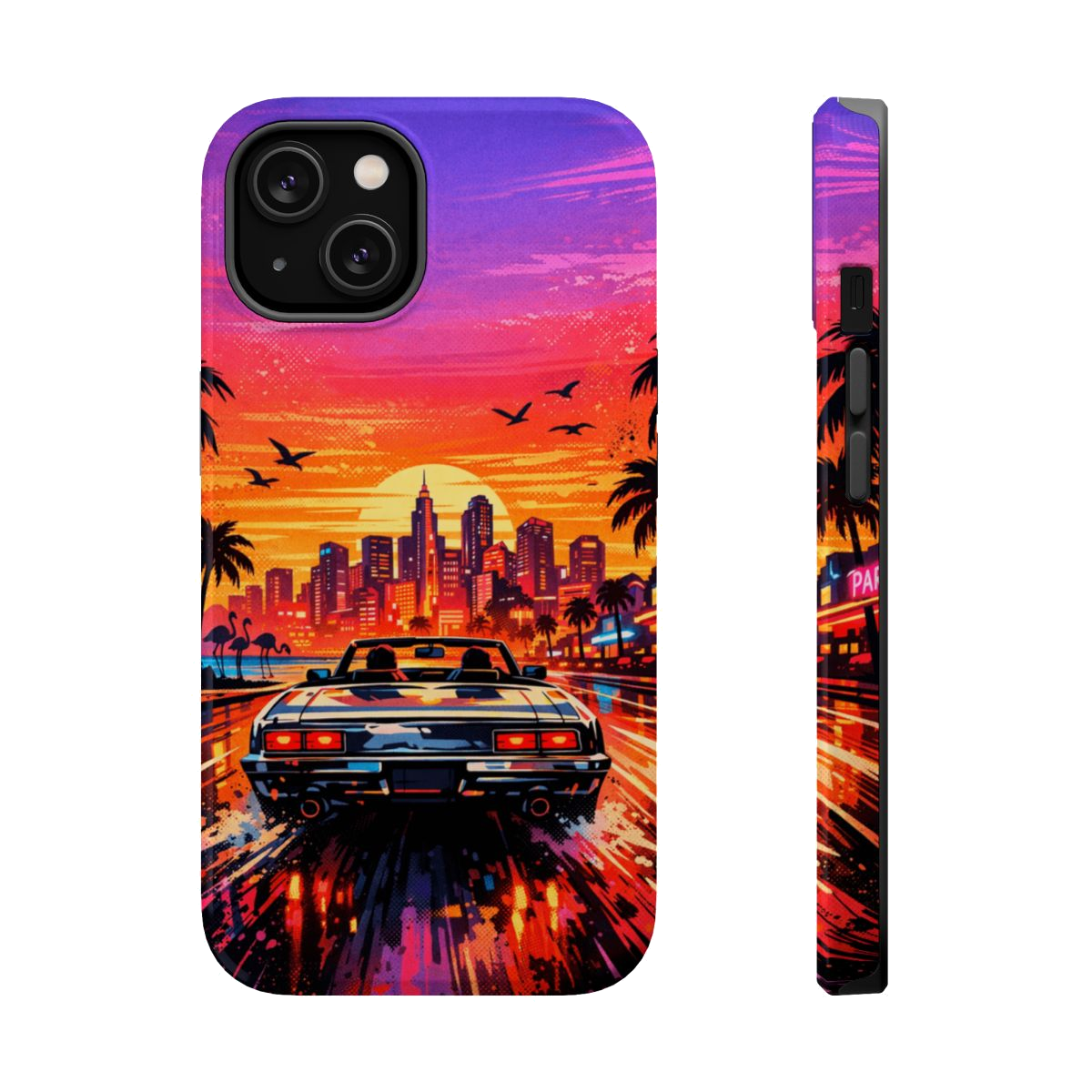 Neon Sunset Drive Magnetic Magnetic Phone Case - iPhone 14
