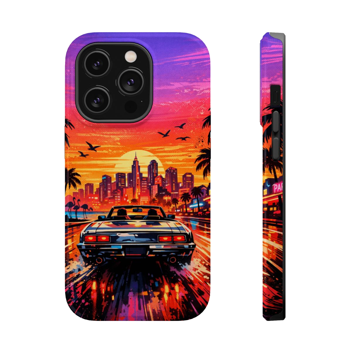 Neon Sunset Drive Magnetic Magnetic Phone Case - iPhone 14 Pro