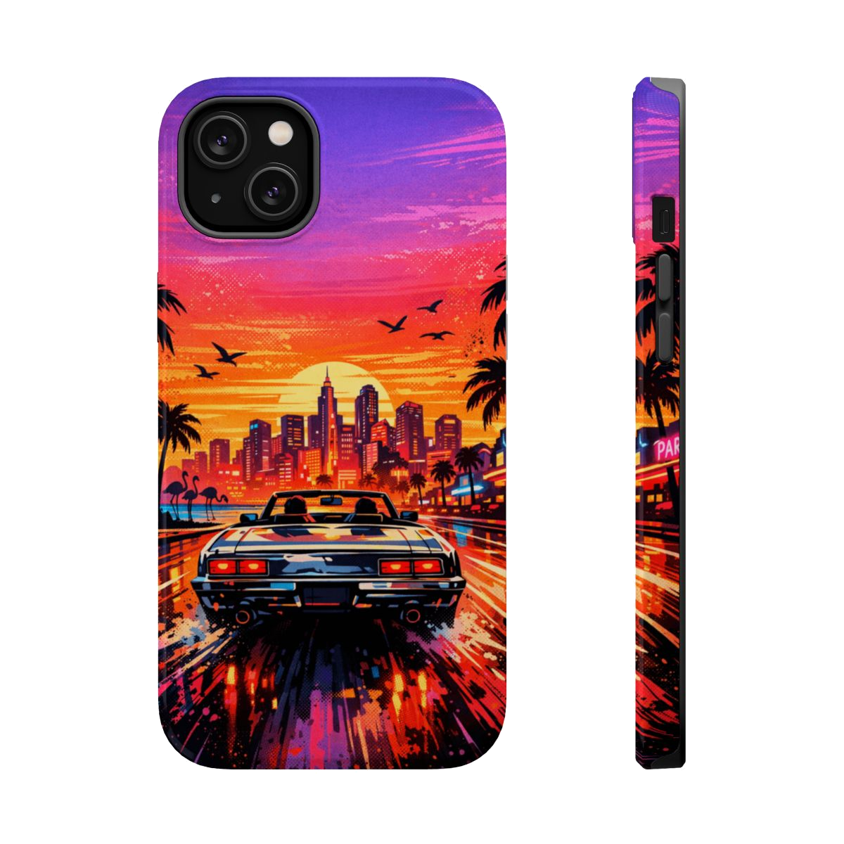 Neon Sunset Drive Magnetic Magnetic Phone Case - iPhone 14 Plus