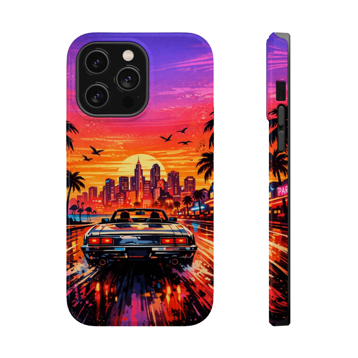 Neon Sunset Drive Magnetic Magnetic Phone Case - iPhone 14 Pro Max