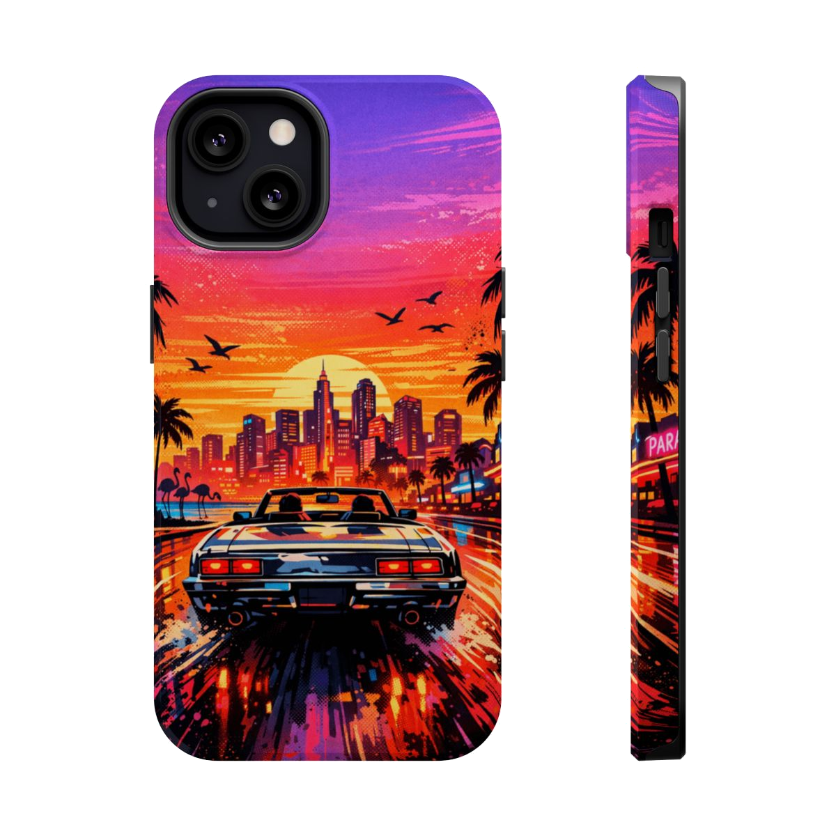 Neon Sunset Drive Magnetic Magnetic Phone Case - iPhone 13