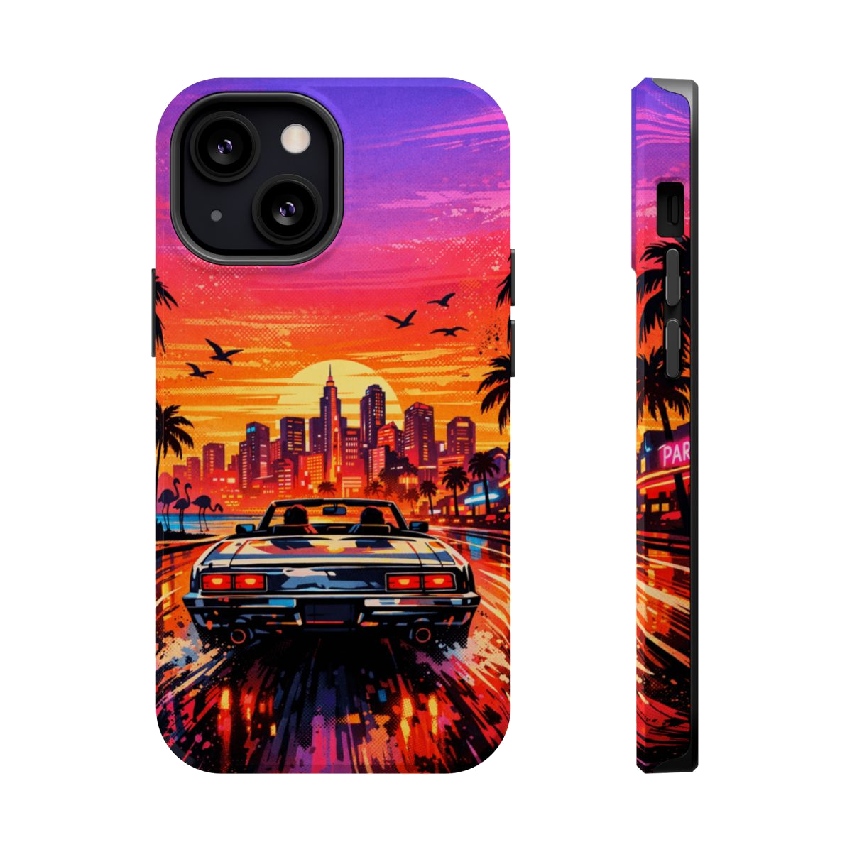 Neon Sunset Drive Magnetic Magnetic Phone Case - iPhone 13 Mini