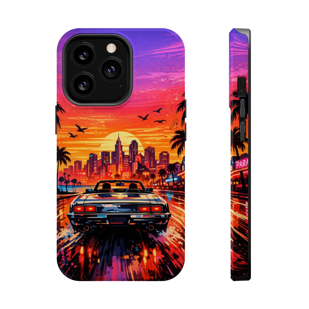 Neon Sunset Drive Magnetic Magnetic Phone Case - iPhone 13 Pro