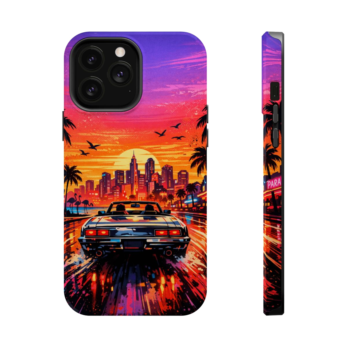 Neon Sunset Drive Magnetic Magnetic Phone Case - iPhone 13 Pro Max