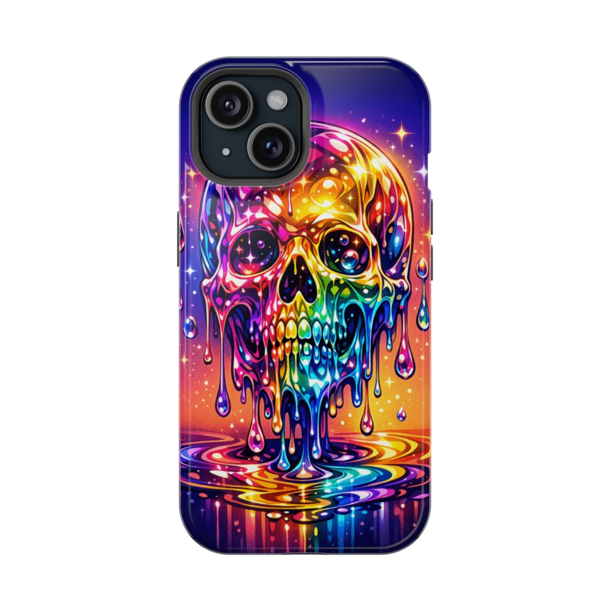 Prismatic Skull Drip Magnetic Phone Case - iPhone 15