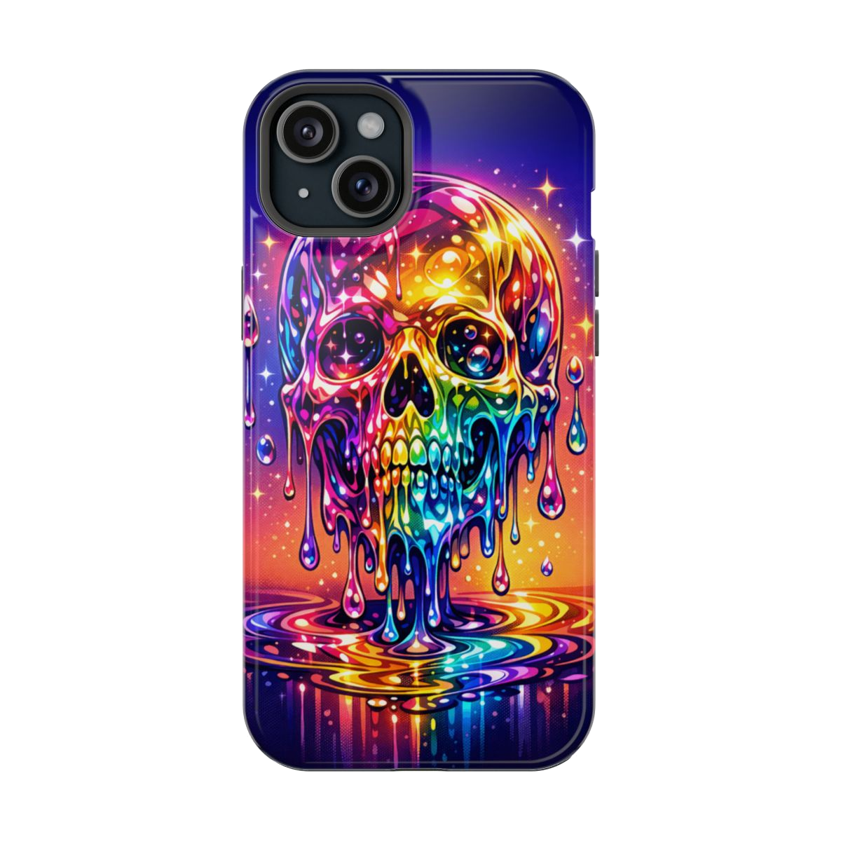 Prismatic Skull Drip Magnetic Phone Case - iPhone 15 Plus