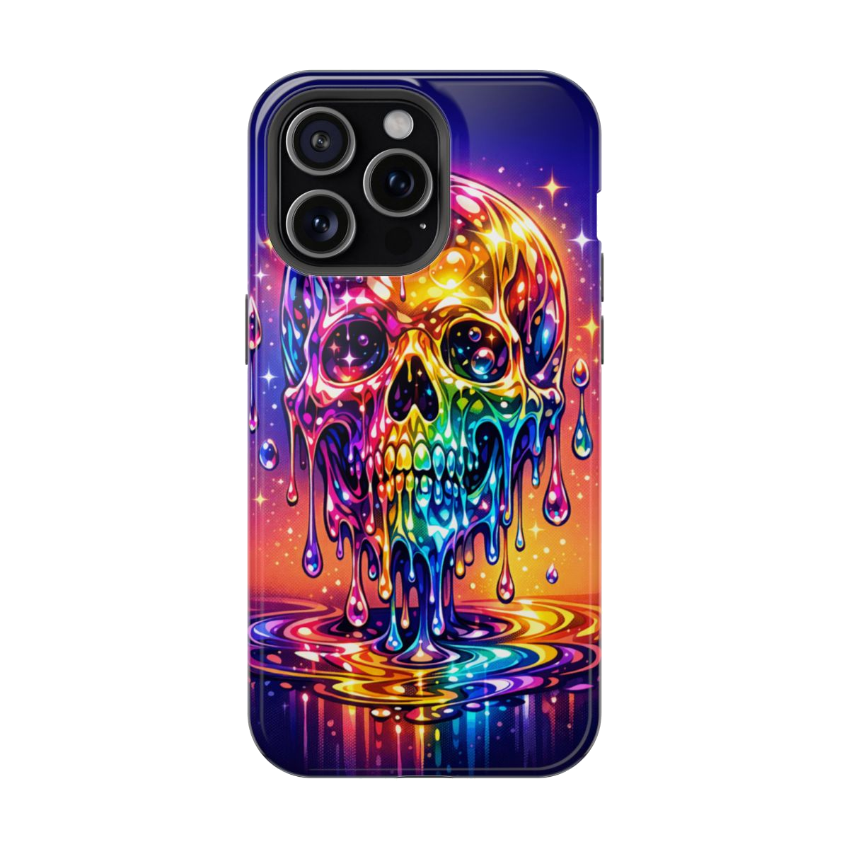 Prismatic Skull Drip Magnetic Phone Case - iPhone 15 Pro Max