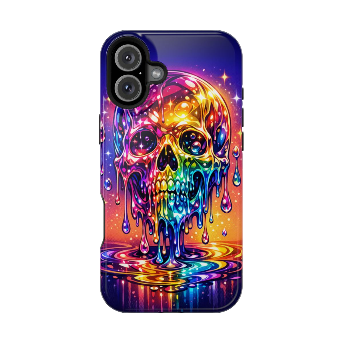 Prismatic Skull Drip Magnetic Phone Case - iPhone 16 Plus