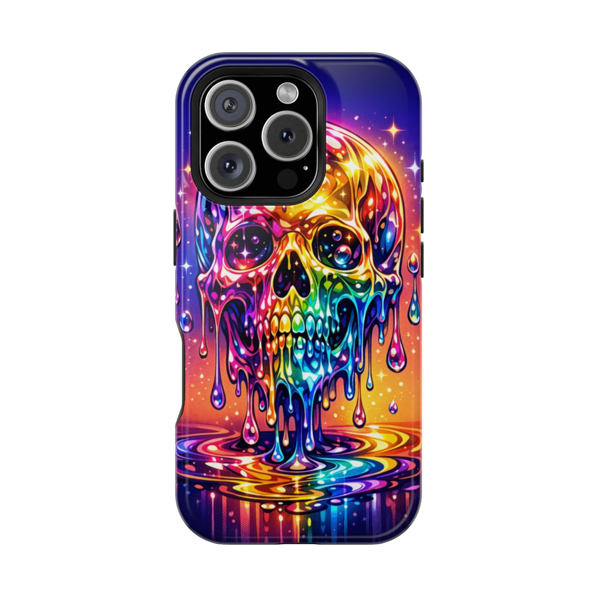 Prismatic Skull Drip Magnetic Phone Case - iPhone 16 Pro
