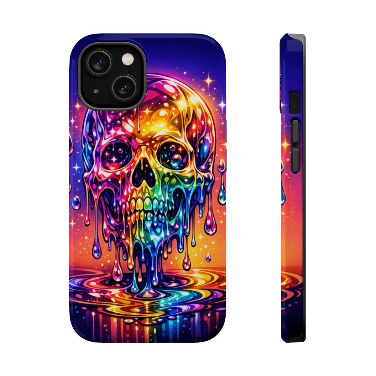 Prismatic Skull Drip Magnetic Phone Case - iPhone 14