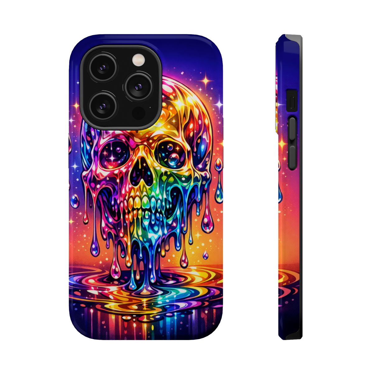Prismatic Skull Drip Magnetic Phone Case - iPhone 14 Pro