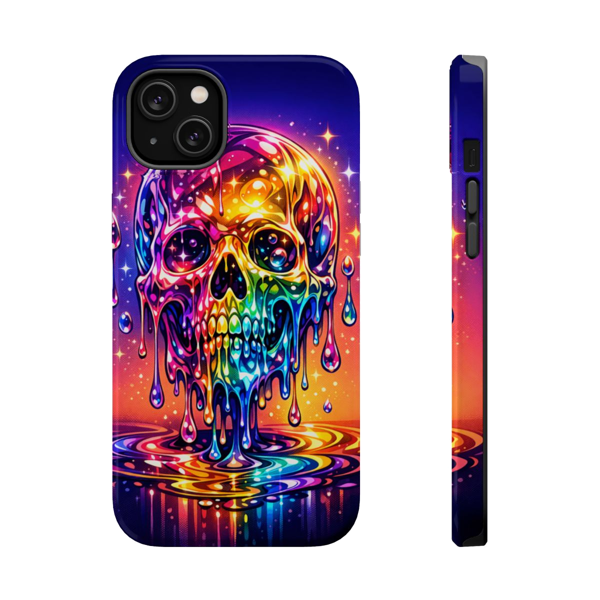 Prismatic Skull Drip Magnetic Phone Case - iPhone 14 Plus