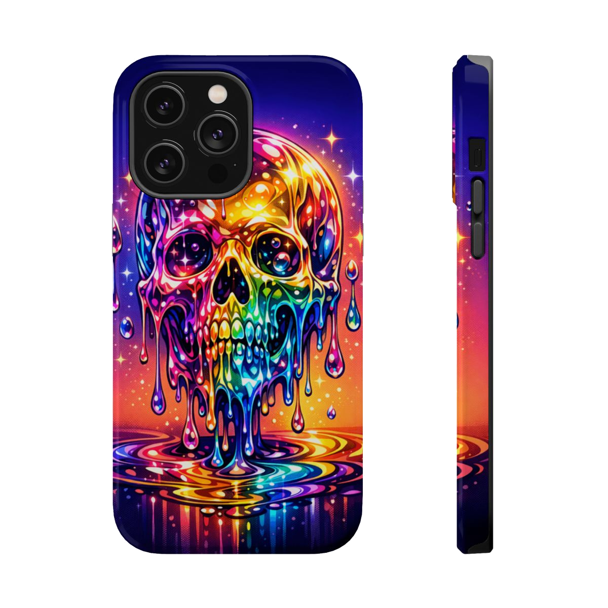 Prismatic Skull Drip Magnetic Phone Case - iPhone 14 Pro Max