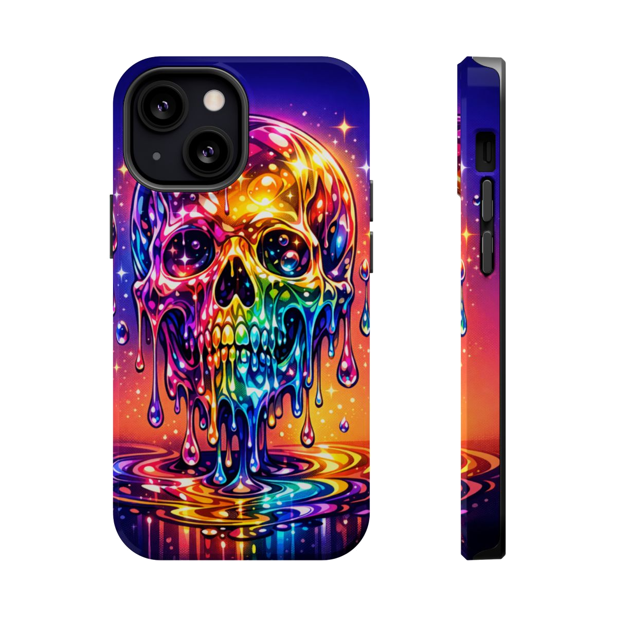 Prismatic Skull Drip Magnetic Phone Case - iPhone 13 Mini