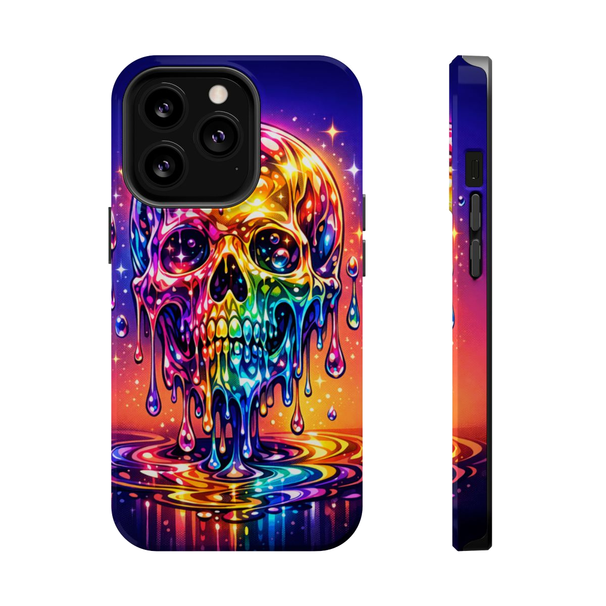 Prismatic Skull Drip Magnetic Phone Case - iPhone 13 Pro