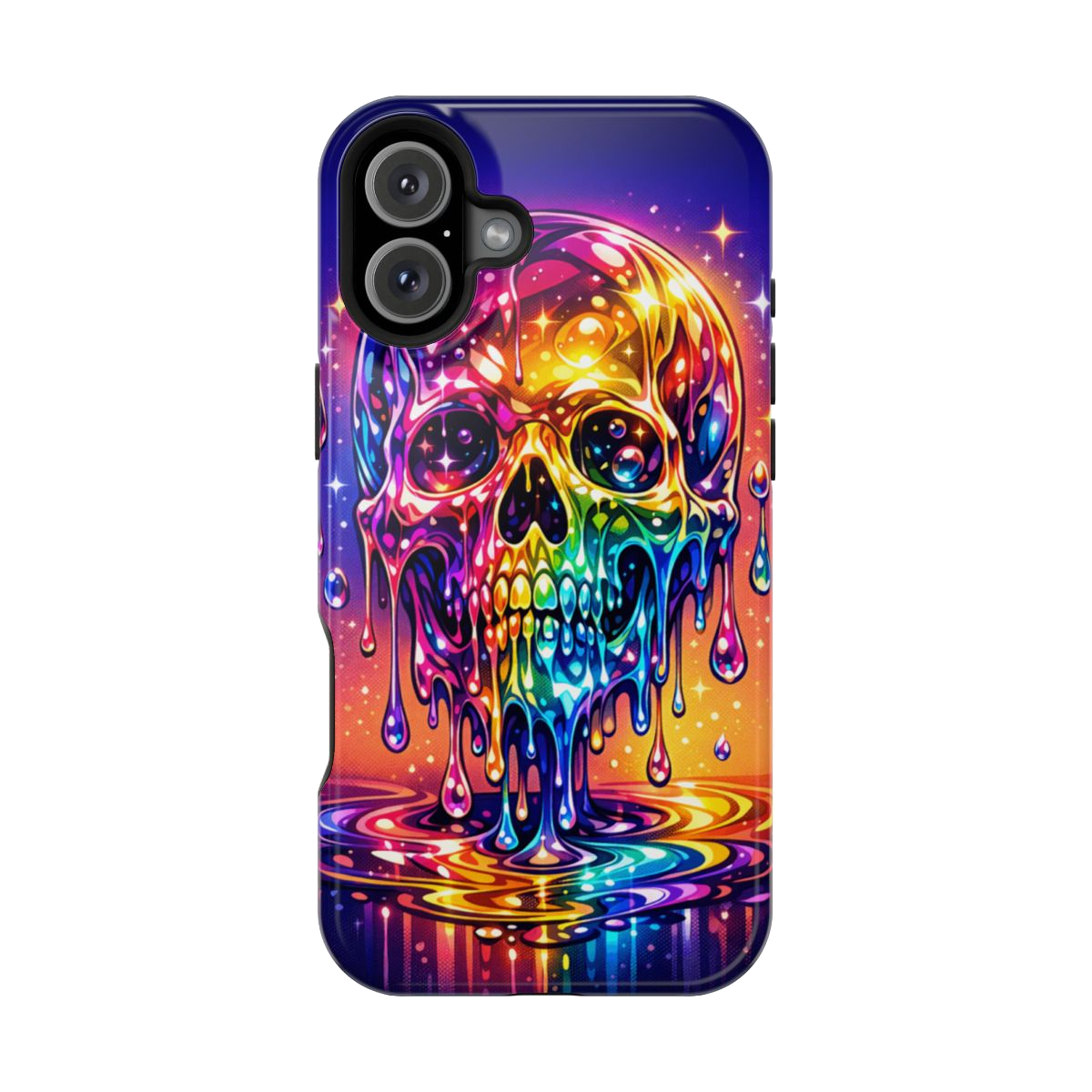 Prismatic Skull Drip Phone Case - iPhone 16 Plus