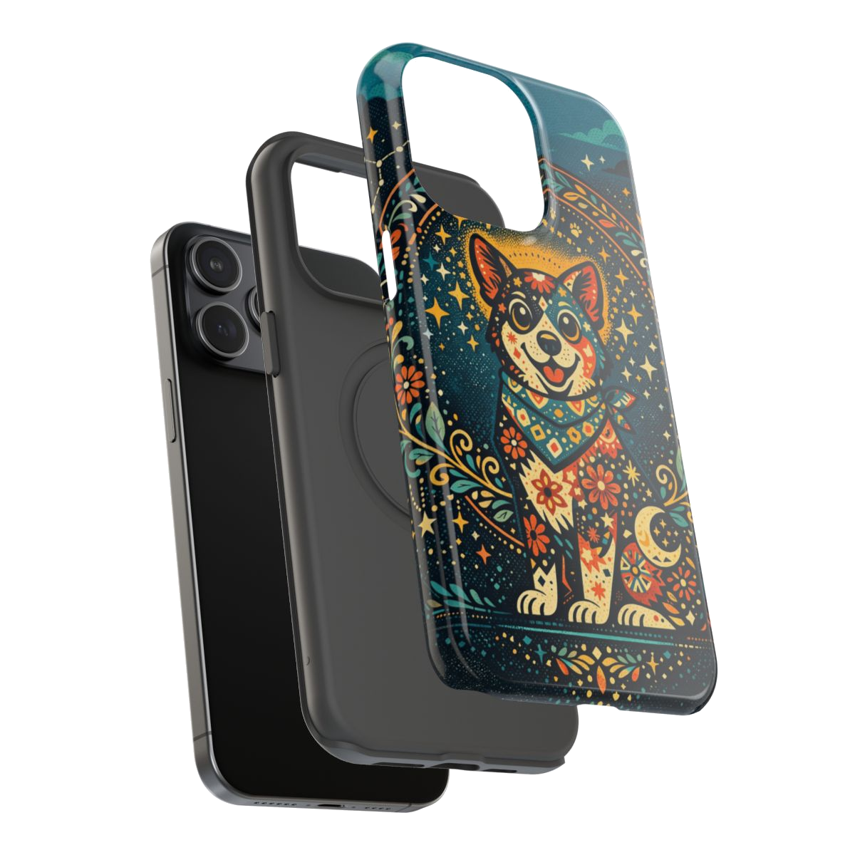 Playful Pup Illustration Phone Case - Mockup 3