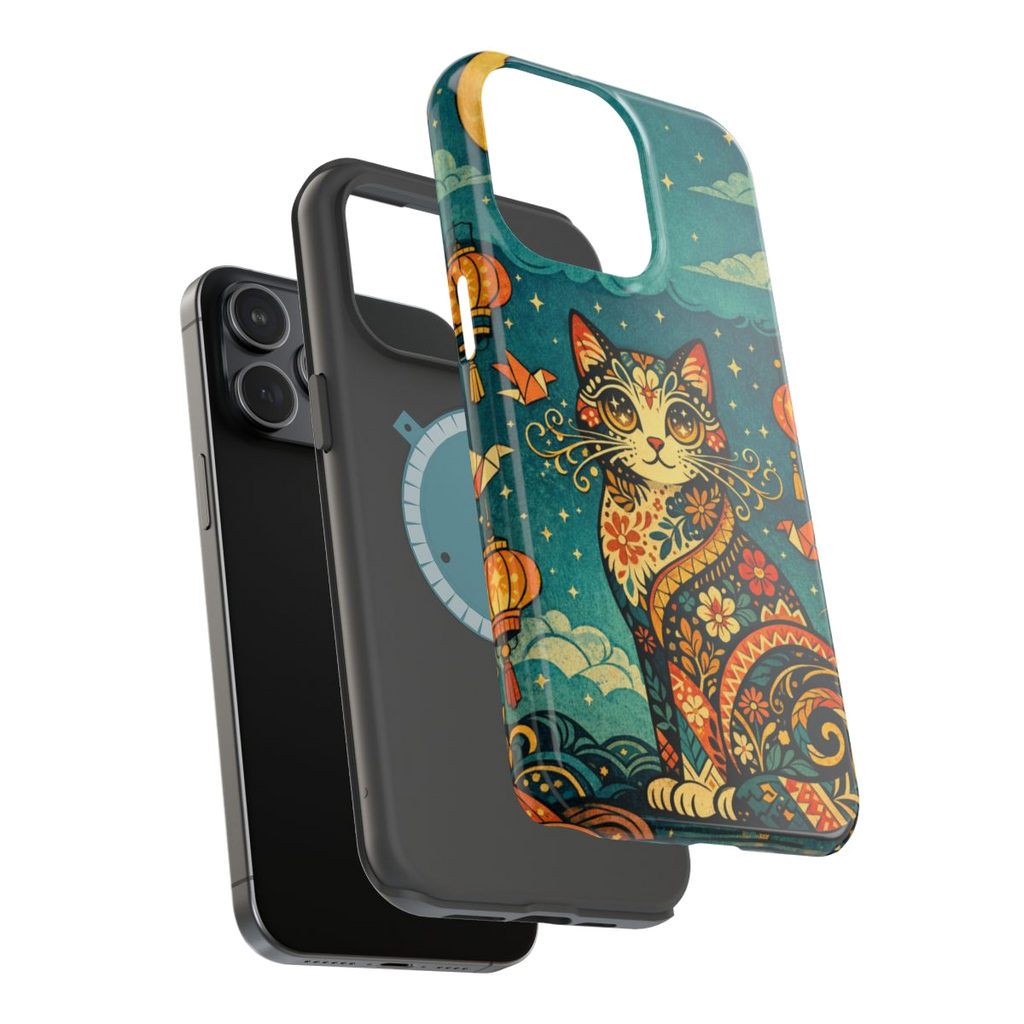 Celestial Cat Charm Magnetic Magnetic Phone Case - Mockup 3