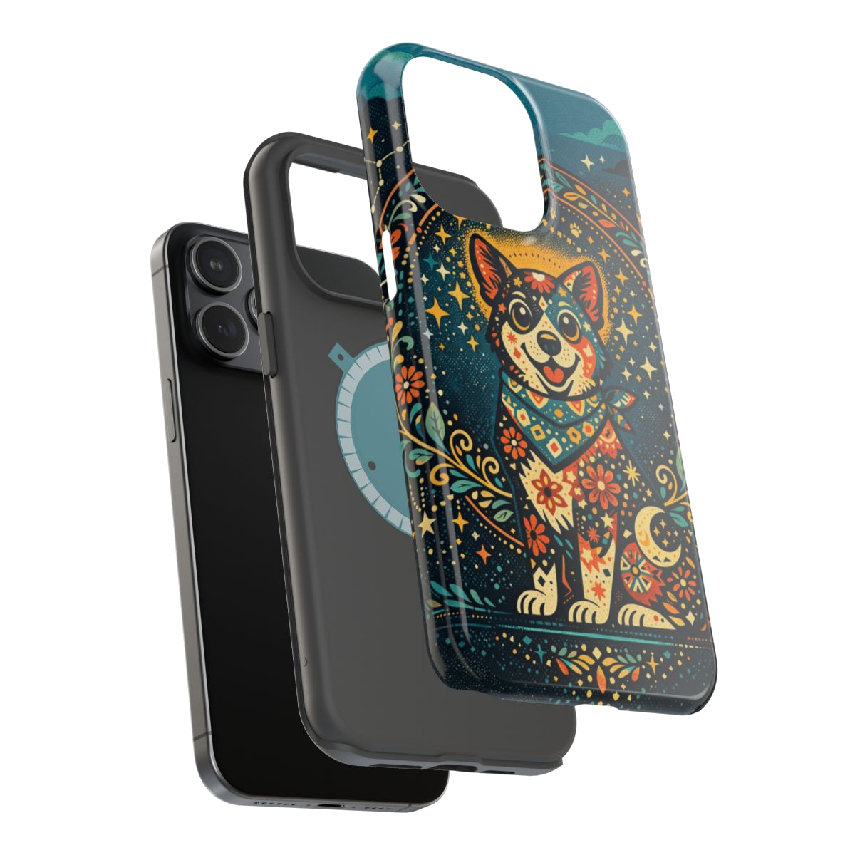 Playful Pup Illustration Magnetic Phone Case - Mockup 3