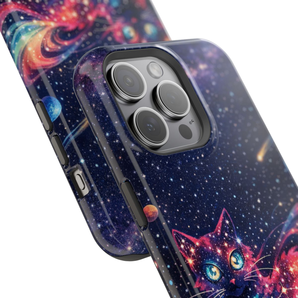 Celestial Cat Magic Magnetic Magnetic Phone Case - Mockup 1