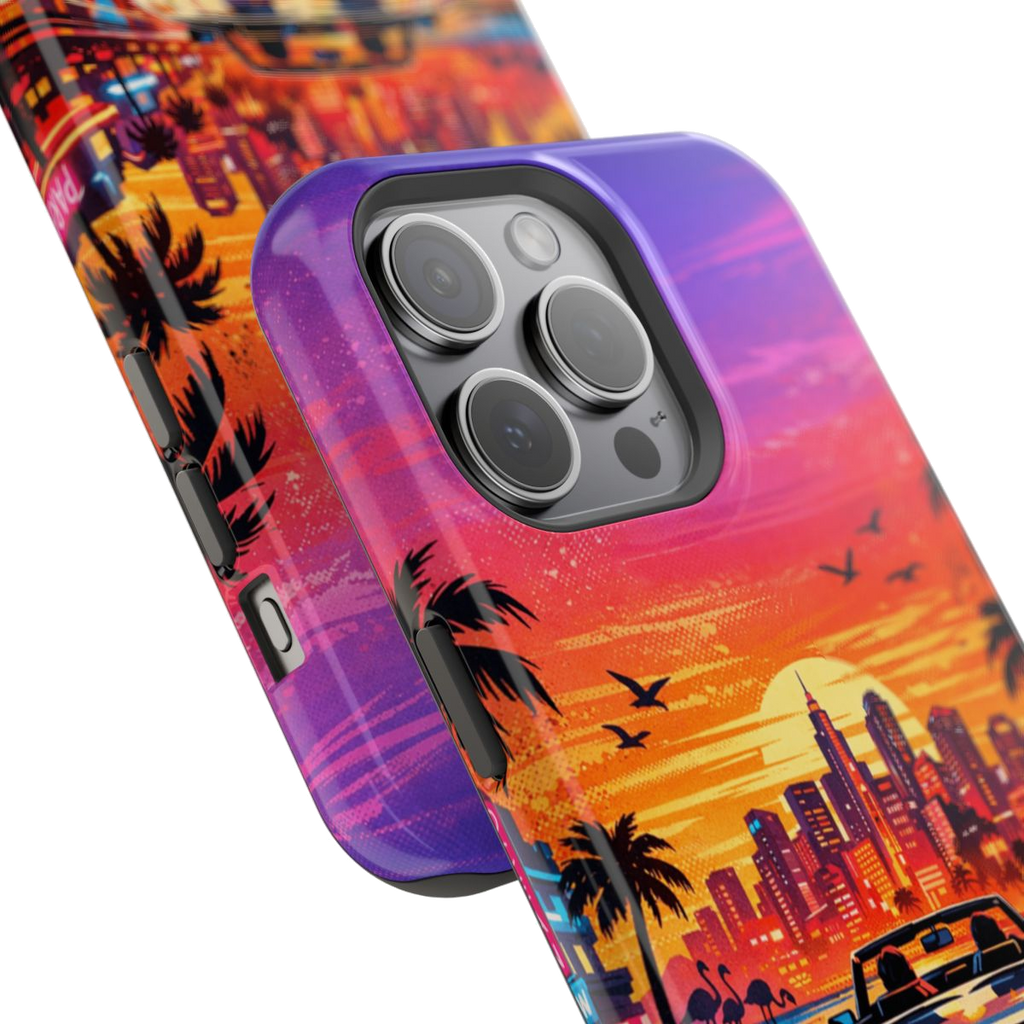 Neon Sunset Drive Magnetic Magnetic Phone Case - Mockup 1