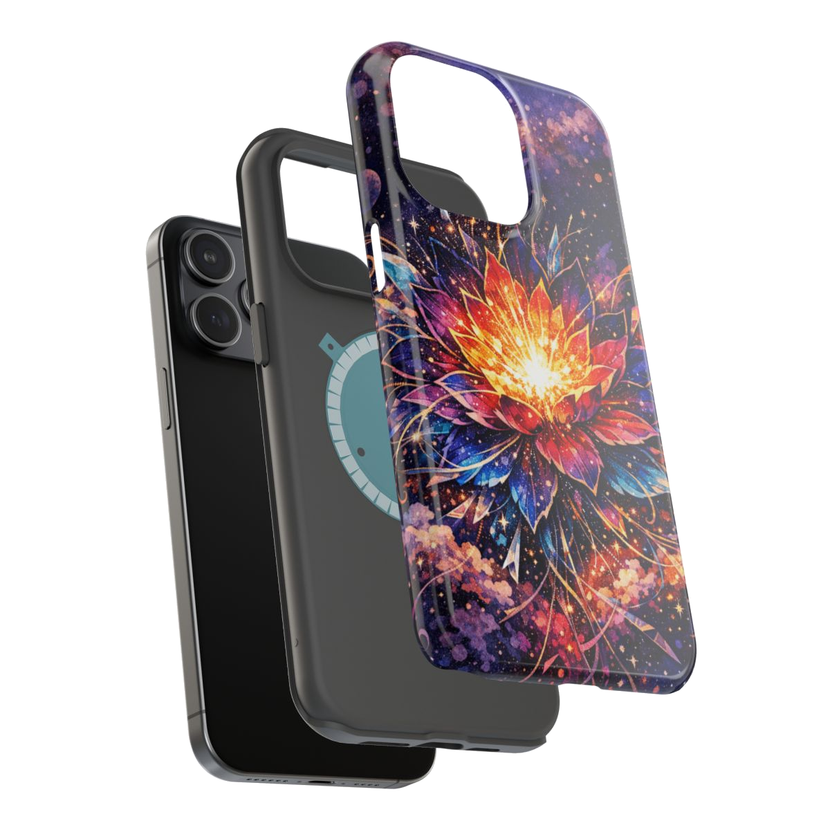 Cosmic Bloom Art Magnetic Magnetic Phone Case - Mockup 3