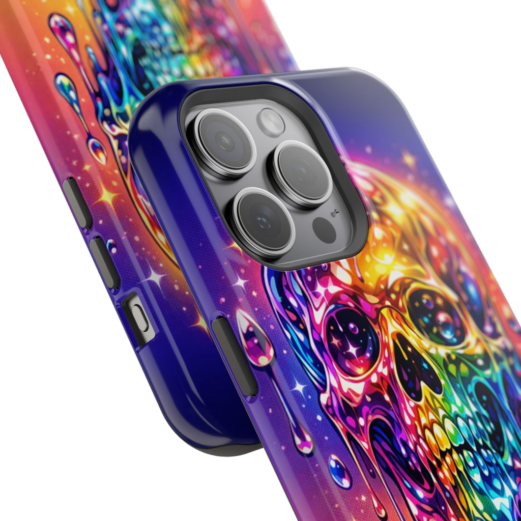 Prismatic Skull Drip Magnetic Phone Case - Mockup 1