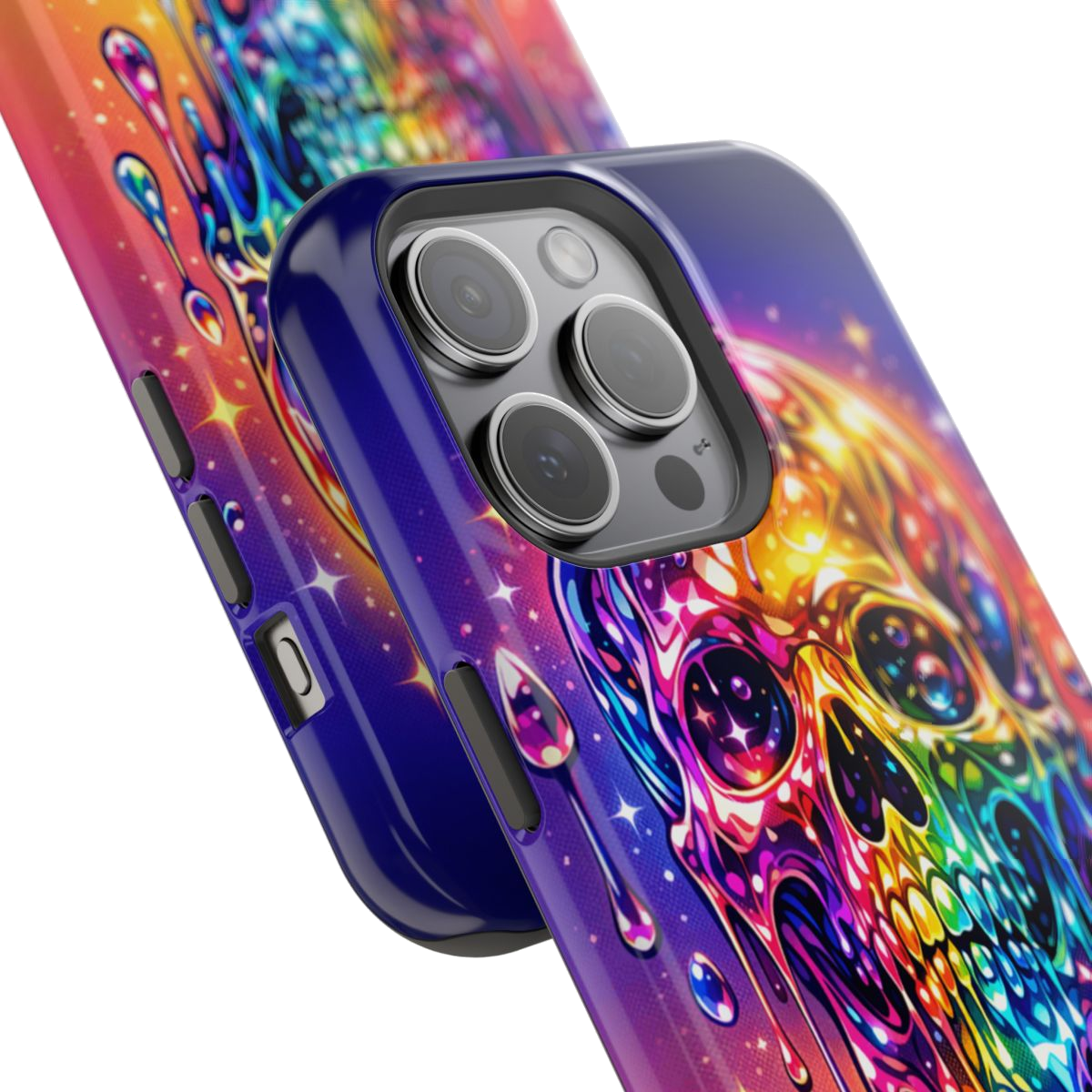 Prismatic Skull Drip Magnetic Phone Case - Mockup 1