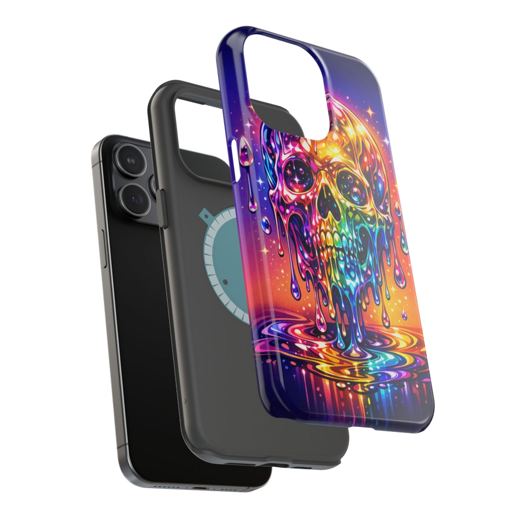 Prismatic Skull Drip Magnetic Phone Case - Mockup 3