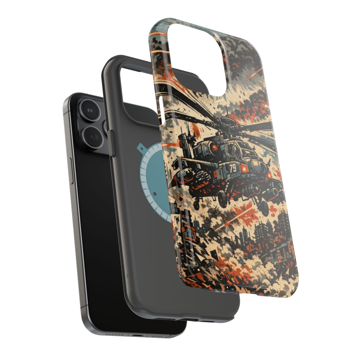 Helicopter Combat Magnetic Phone Case - Mockup 3