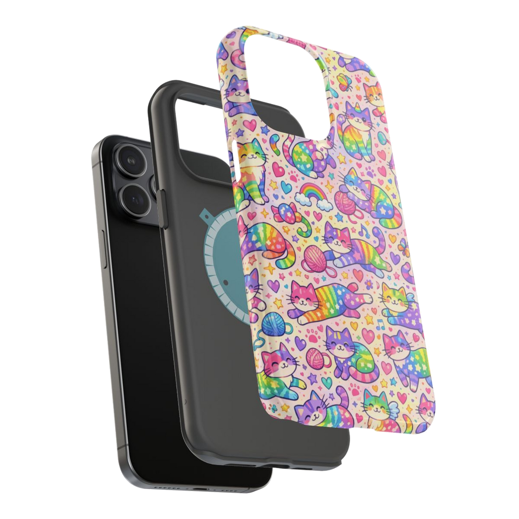 Rainbow Kitties! Magnetic Phone Case - Mockup 3