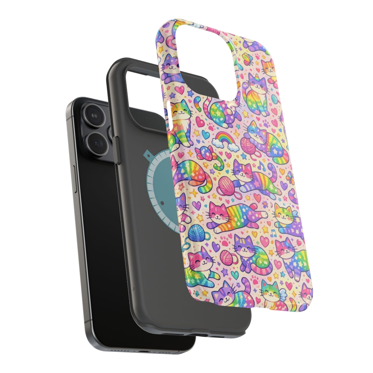 Rainbow Kitties! Magnetic Phone Case - Mockup 3