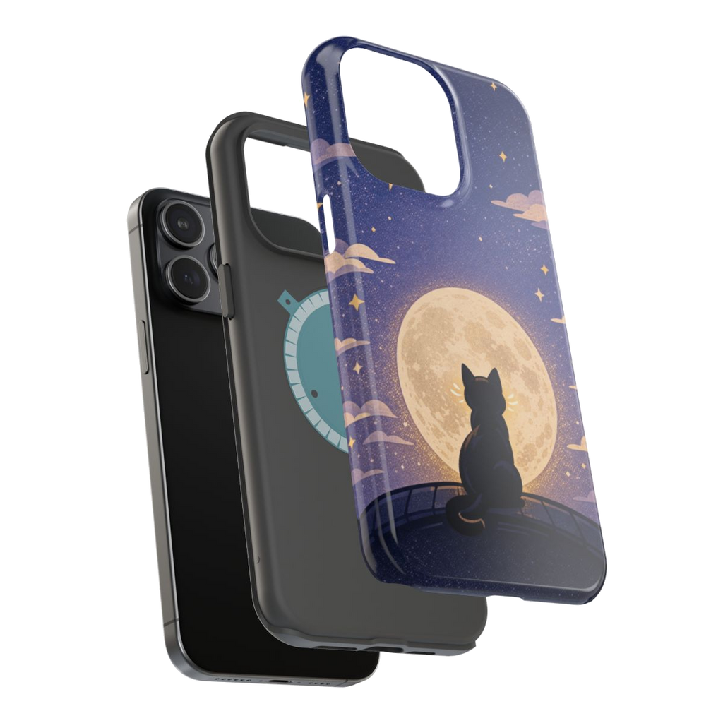 Full Moon Feline  Magnetic Phone Case - Mockup 3