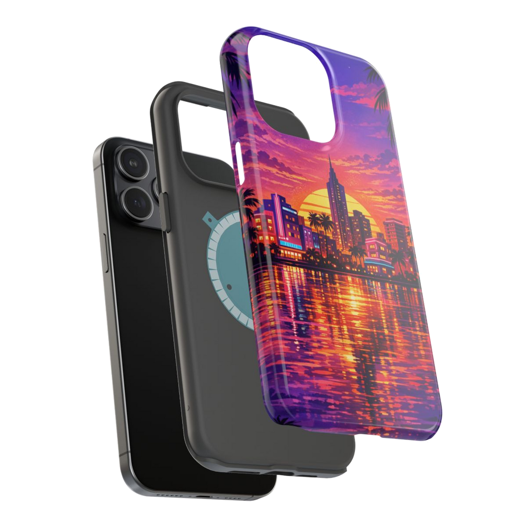 Vice City Sunset Magnetic Phone Case - Mockup 3