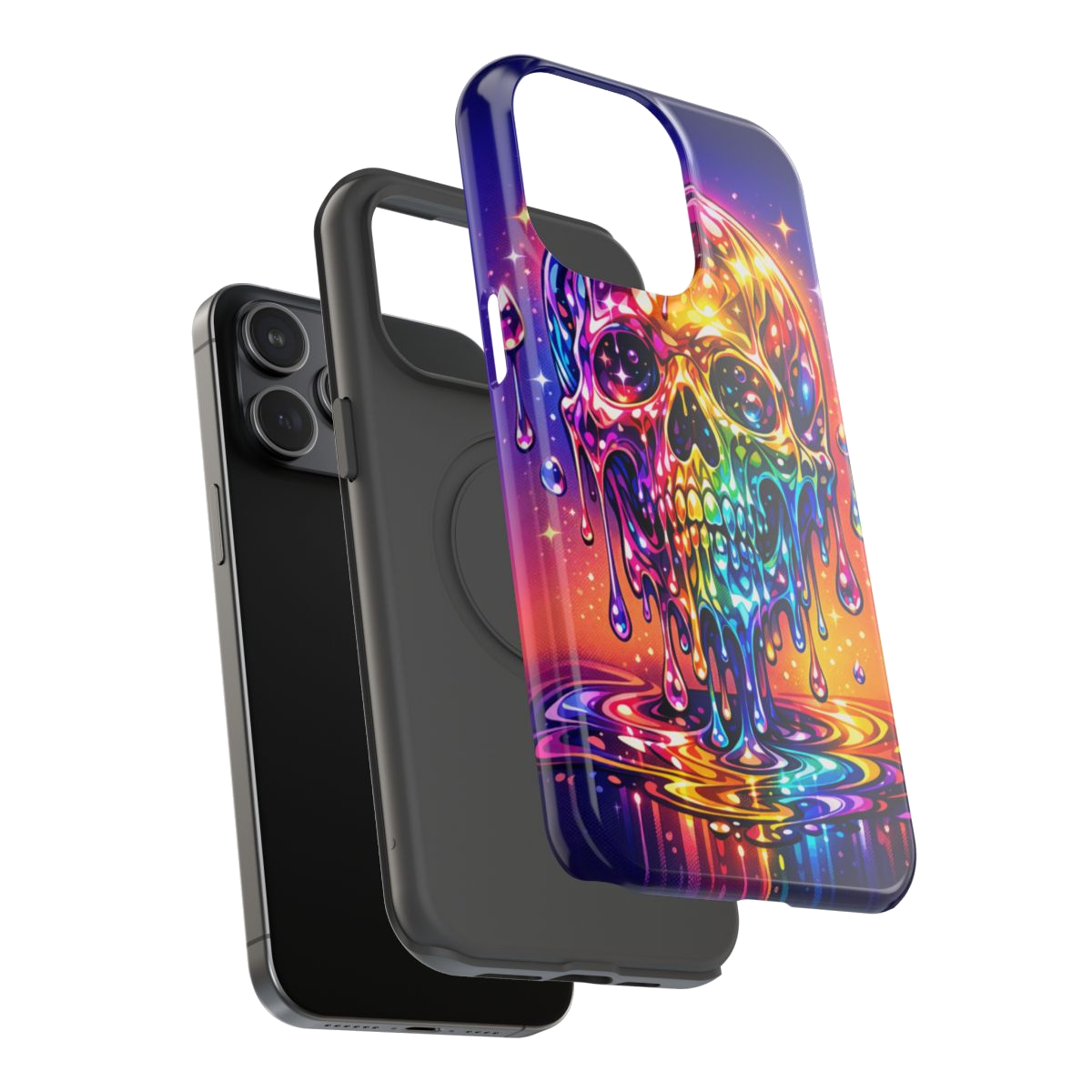 Prismatic Skull Drip Phone Case - Mockup 3