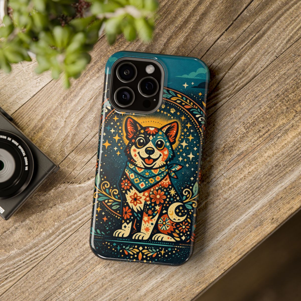 Playful Pup Illustration Magnetic Phone Case - Mockup 4