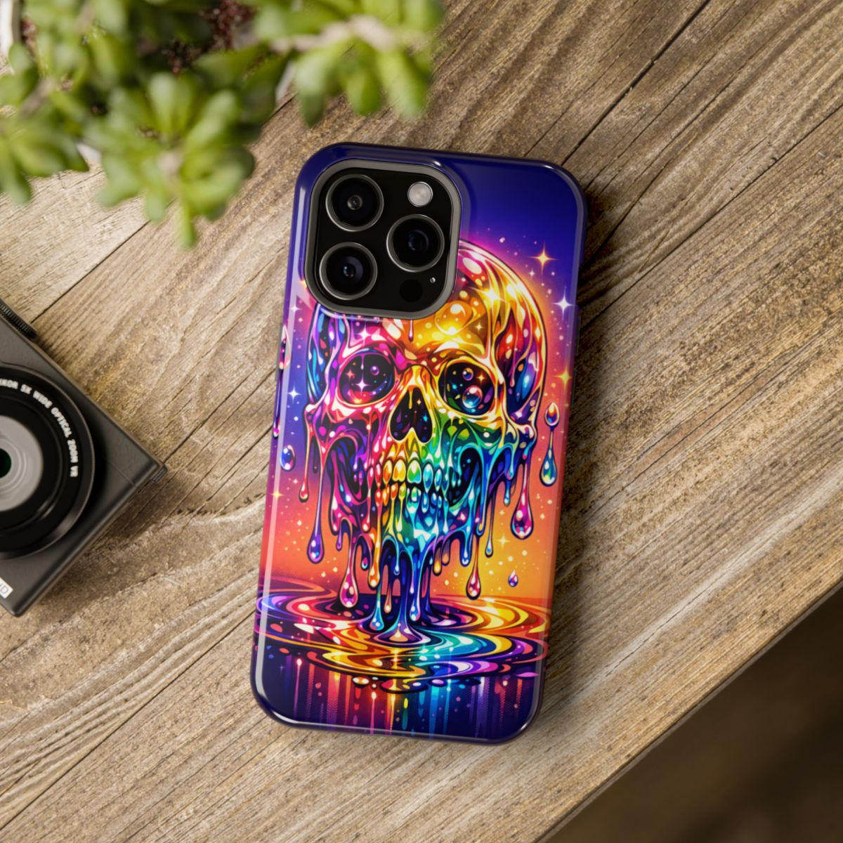 Prismatic Skull Drip Magnetic Phone Case - Mockup 4