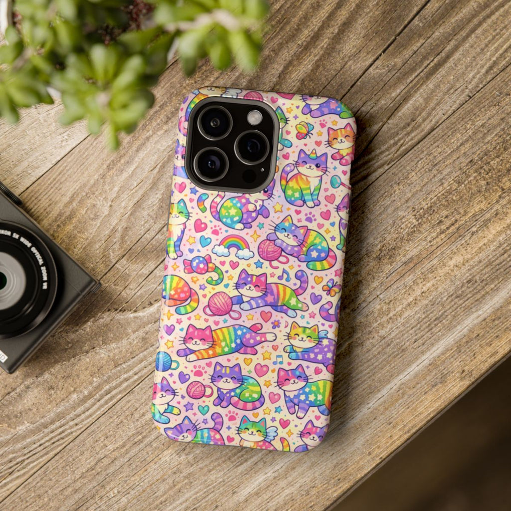 Rainbow Kitties! Magnetic Phone Case - Mockup 4